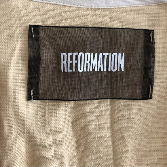 Reformation Kelsey Mini Wrap Dress Yellow 100% Linen - Picture 5 of 6